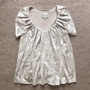 Vintage Maeve Crushed Velvet Pearl Babydoll Blouse Womens Size XS Elegant